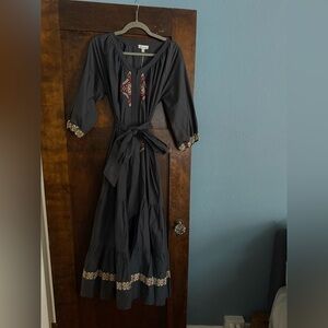 Sendero NWT Embroidered Tie-Waist Maxi Dress